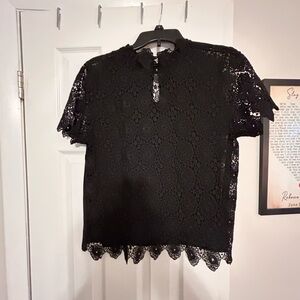 Who What Wear Black Lace Blouse